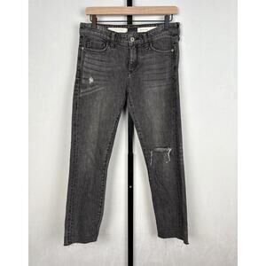 Anthropologie Pilcro and The Letterpress Slim Boyfriend Jeans 26 Black Raw Hem